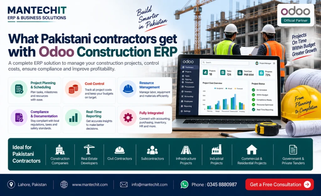 What Pakistani contractors get with Odoo Construction ERP